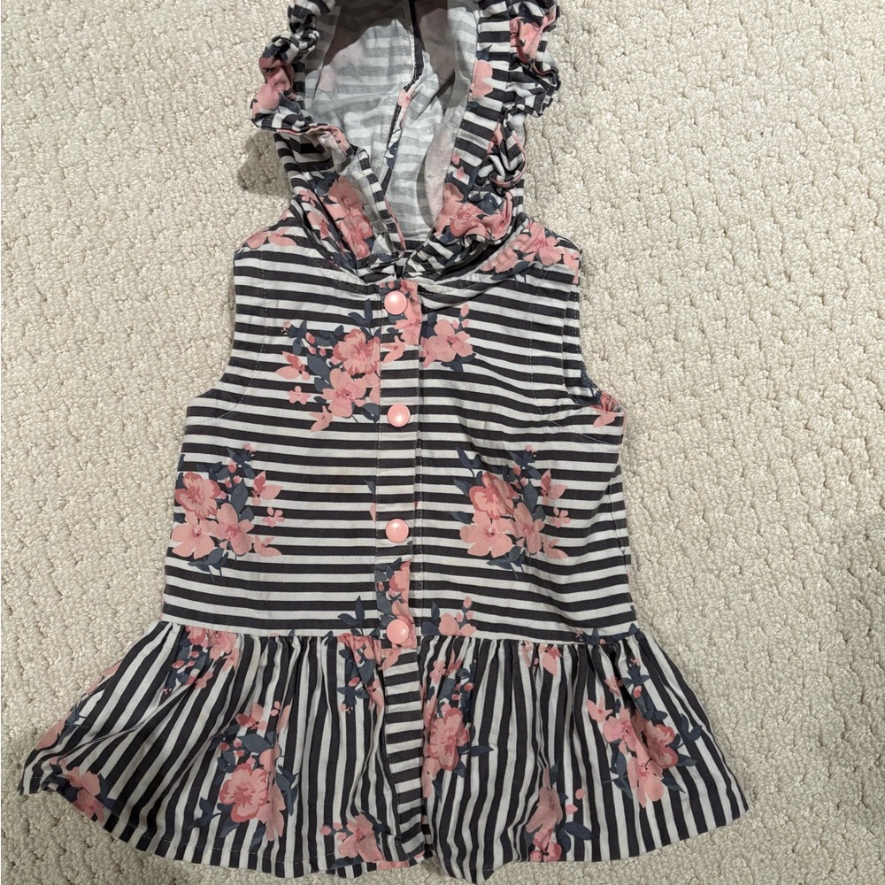 Striped Floral Kids vest/shirt with Hood